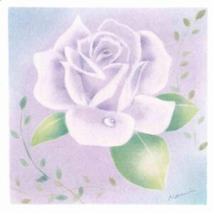 紫色のバラのパステル画